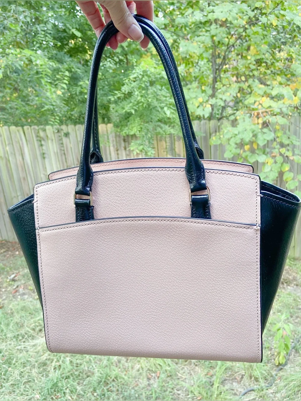 Kate Spade Jeanne Saffiano Leather Medium Satchel Pink Black-Old Money Preppy